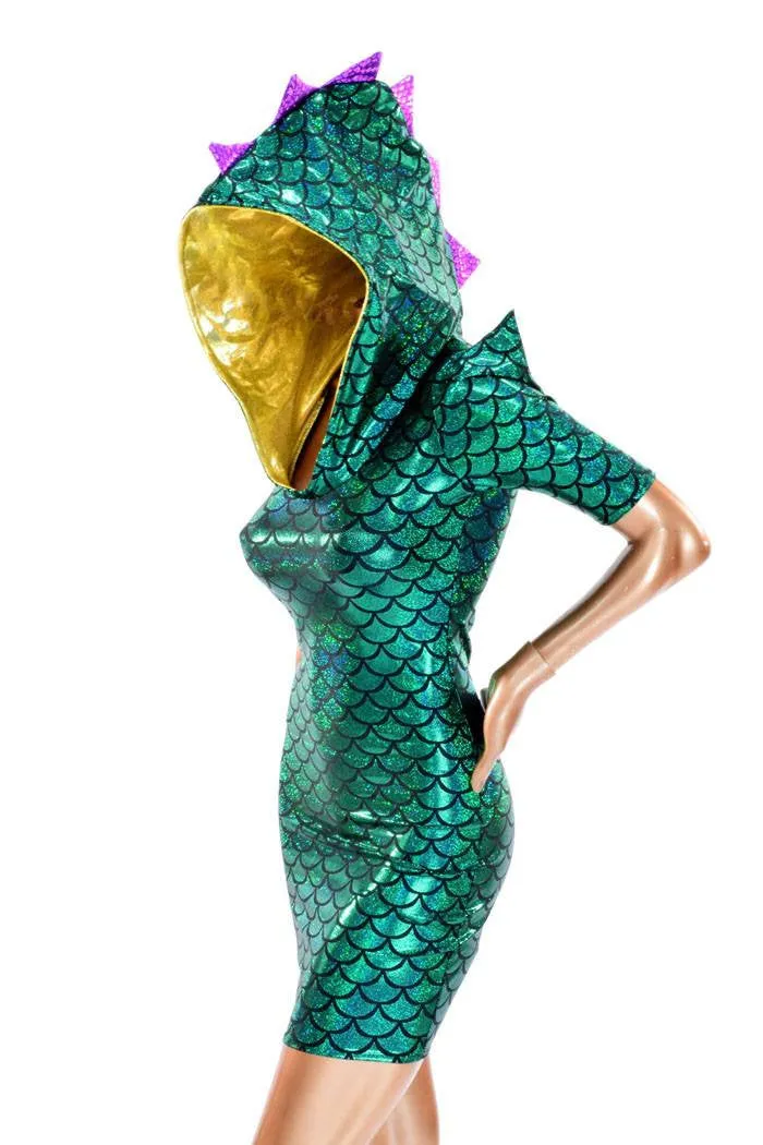 Mardi Gras Sharp Shoulder Dragon Dress