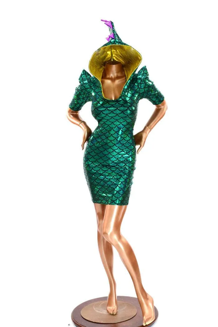 Mardi Gras Sharp Shoulder Dragon Dress