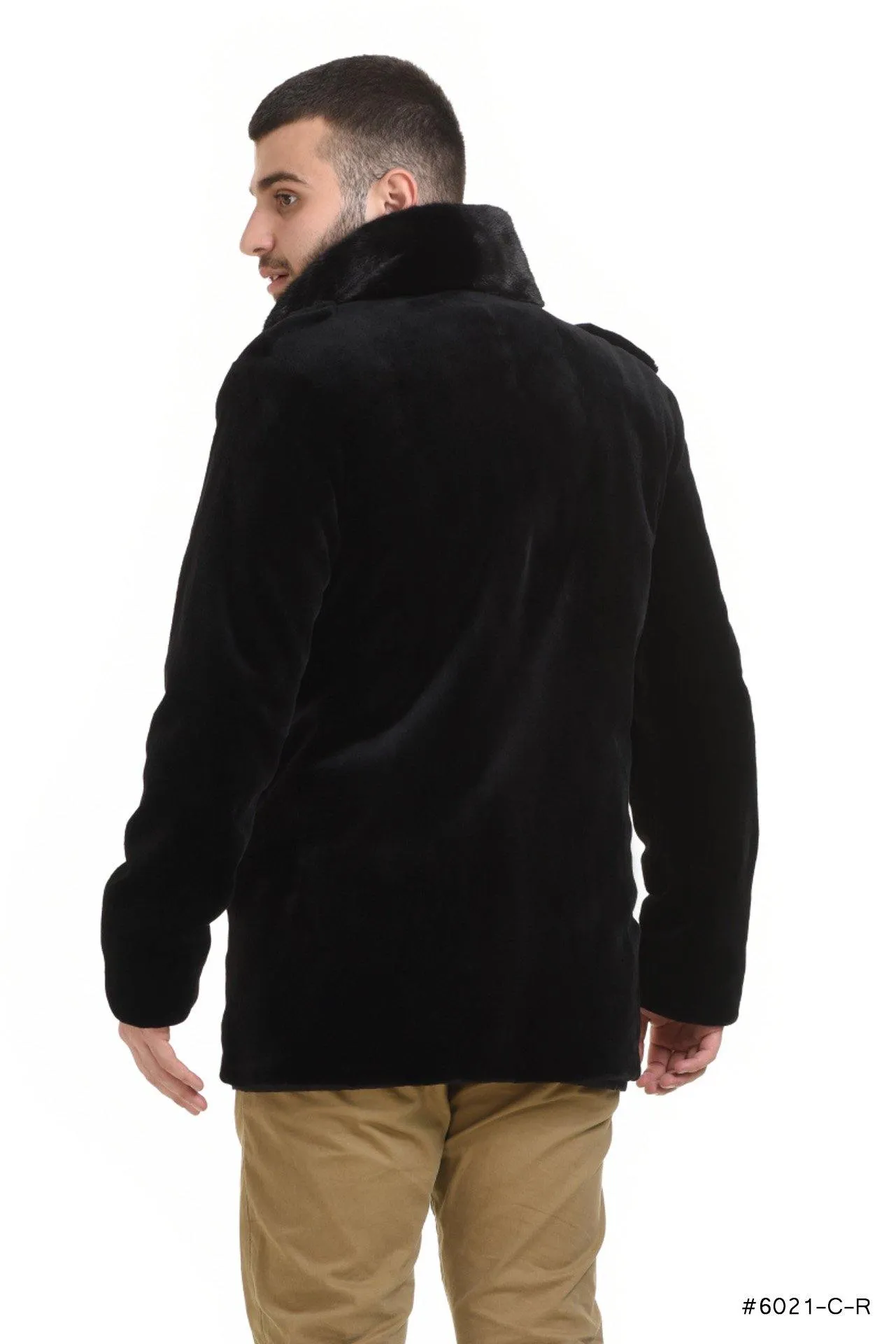 Men's double breasted reversible sheared mink coat