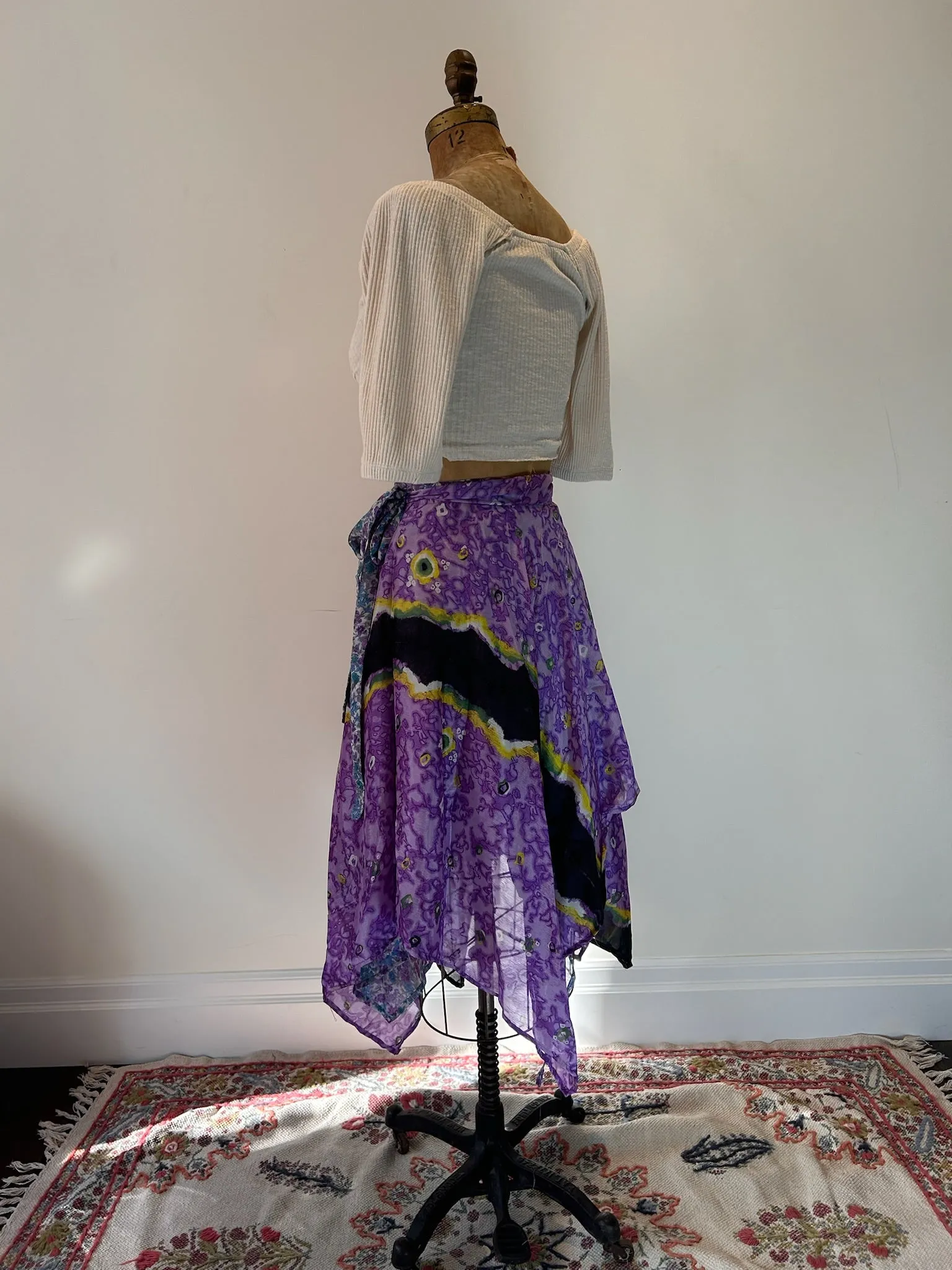 Midi Diamond Multi Wear Reversible Skirt - Purple Flower Mix