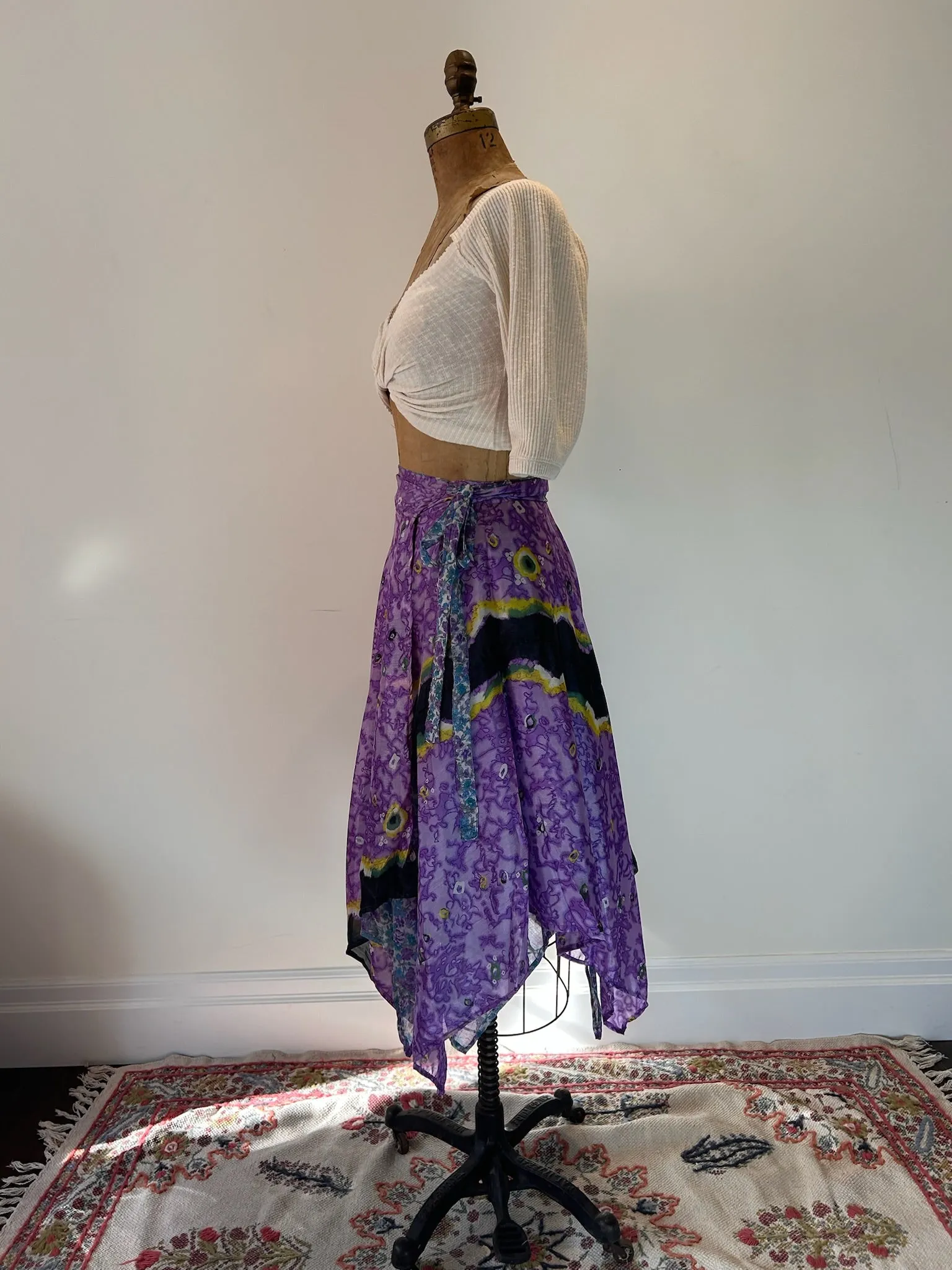 Midi Diamond Multi Wear Reversible Skirt - Purple Flower Mix