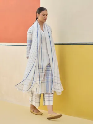 Misa Check Linen Kurta Set - Ivory