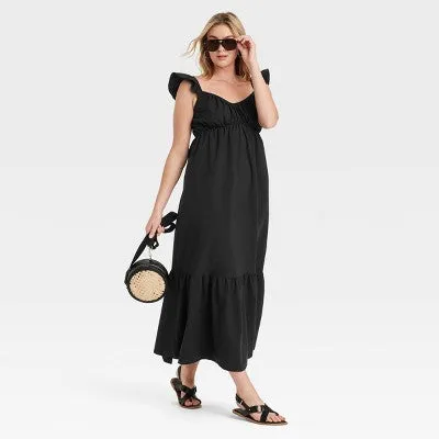 New - Women's Flutter Cap Sleeve Maxi A-Line Dress - Universal Thread