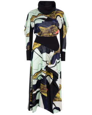 Ochre Printed Amadea Midi Dress