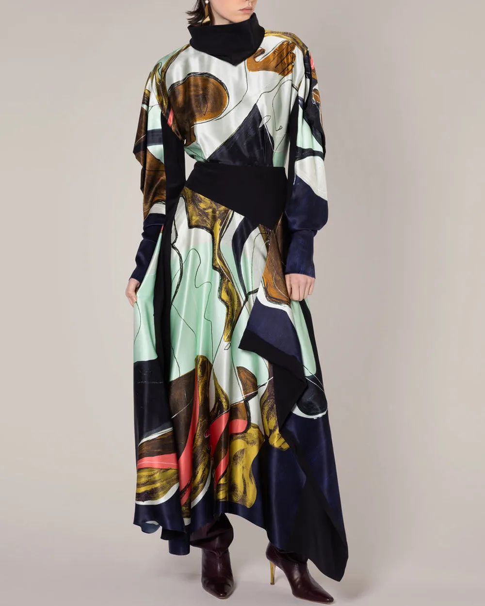 Ochre Printed Amadea Midi Dress