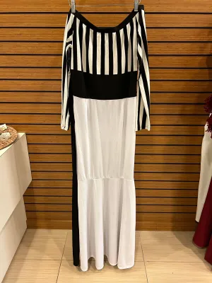 Off The Shoulder Black & White Maxi Dress