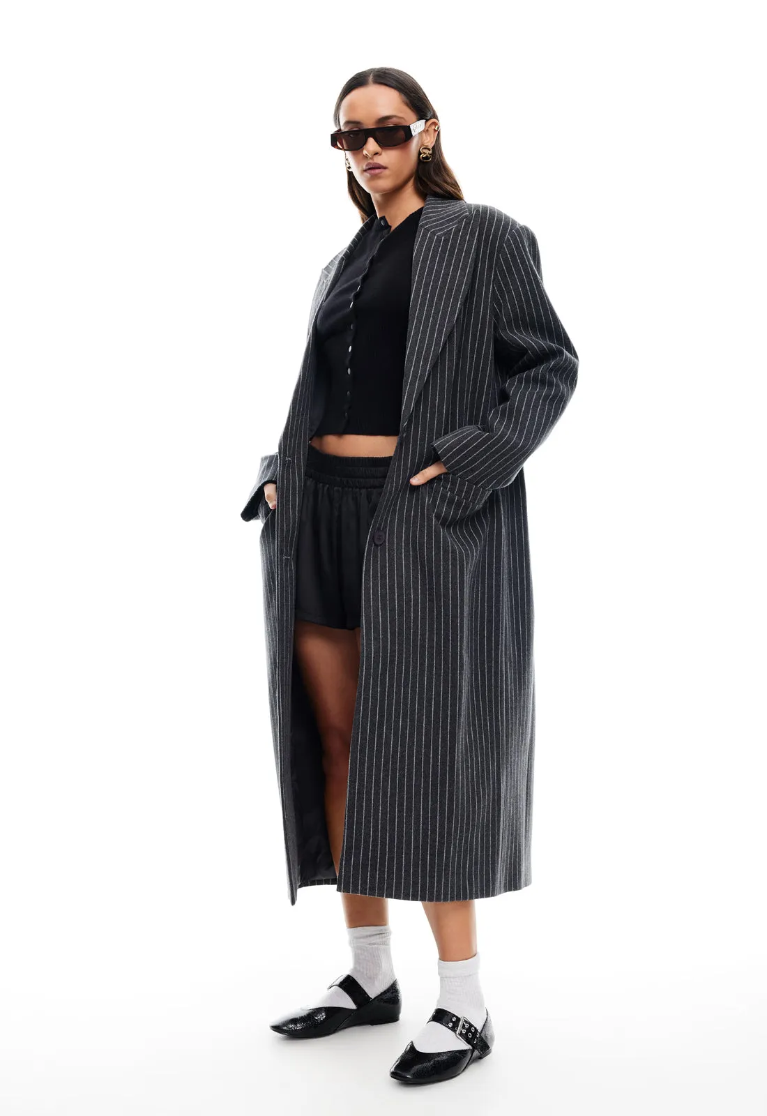 OLSEN COAT - ONYX PINSTRIPE