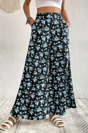 Perfee Floral Pocket Culottes