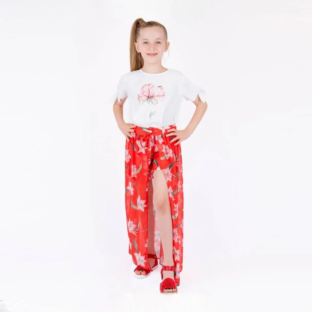 Pink Flower Girls Casual Set