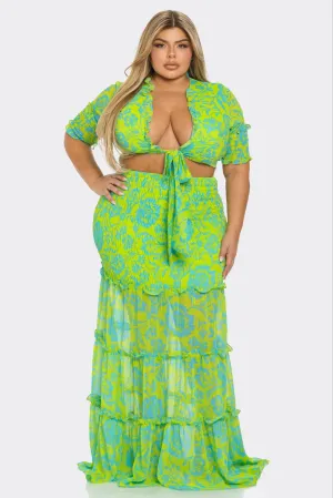 PLUS SIZE 2PCS TOP & SKIRT SET