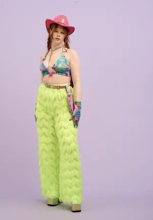 PRE-ORDER - Dallas Fringed Trousers in Neon Yellow