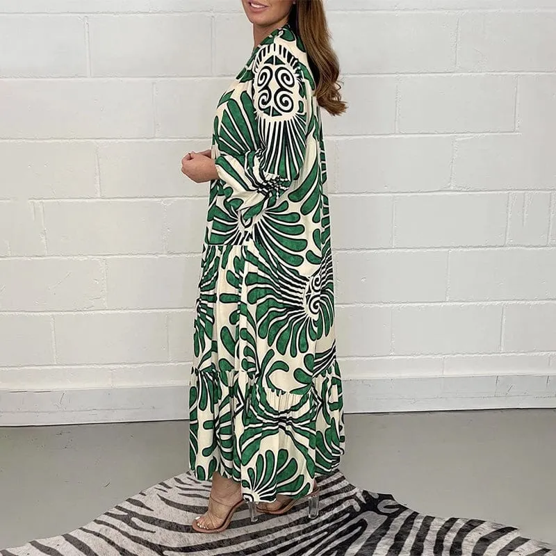 Printed Button Up Maxi Dress