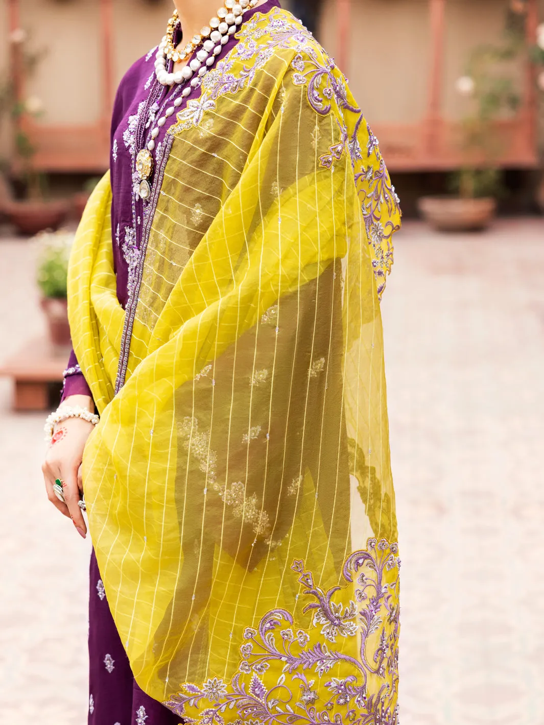 Purple Raw Silk 3 Piece Formal Stitched - AL-3PS-LS-472