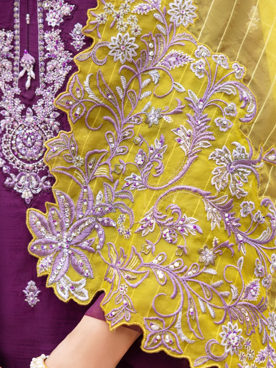 Purple Raw Silk 3 Piece Formal Stitched - AL-3PS-LS-472