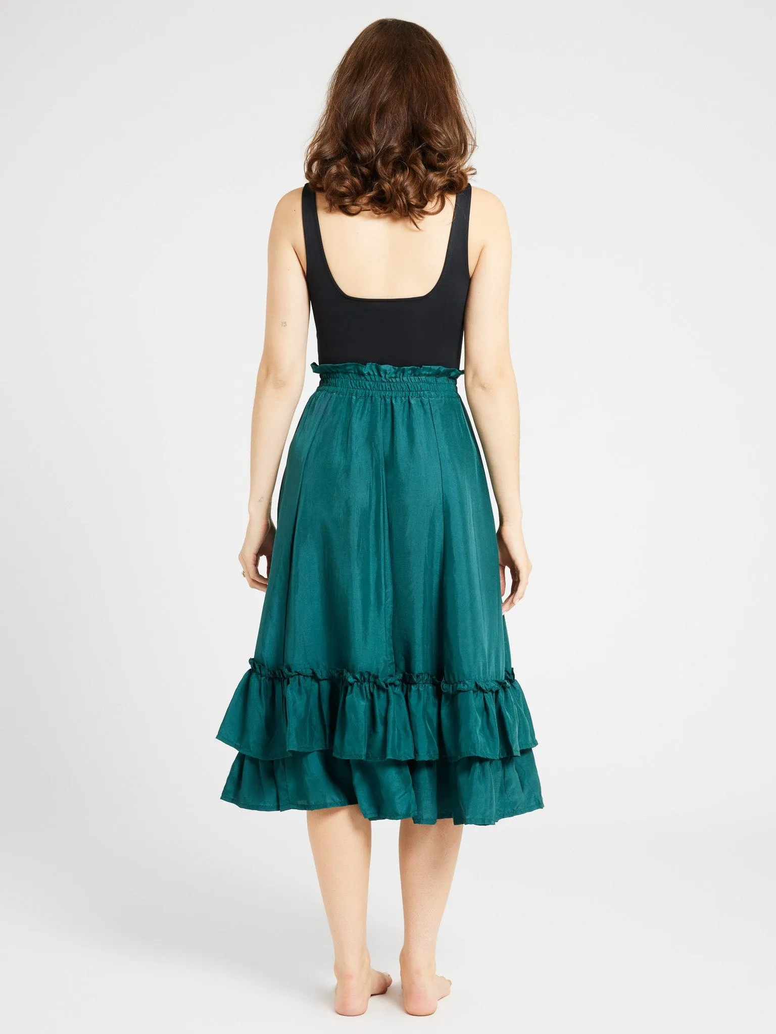 Rosalia Skirt in Emerald Silk