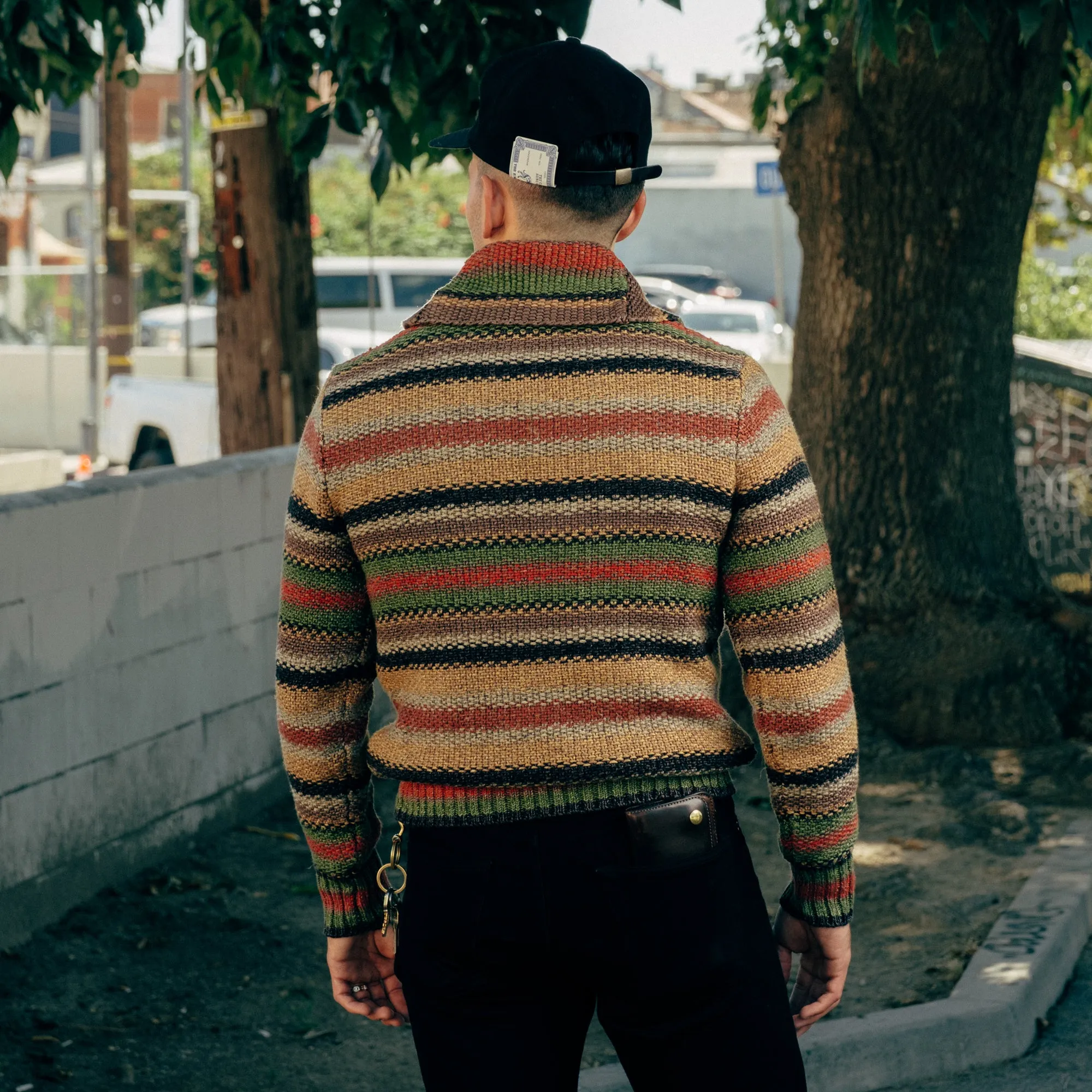 RRL Striped Linen Sweater Brown Multi Stripe FINAL SALE