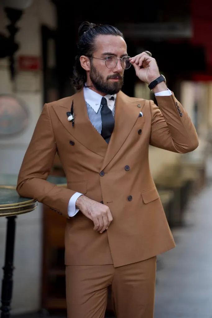 Rust Brown Double Breasted Groom Suit for Men by GentWith.com