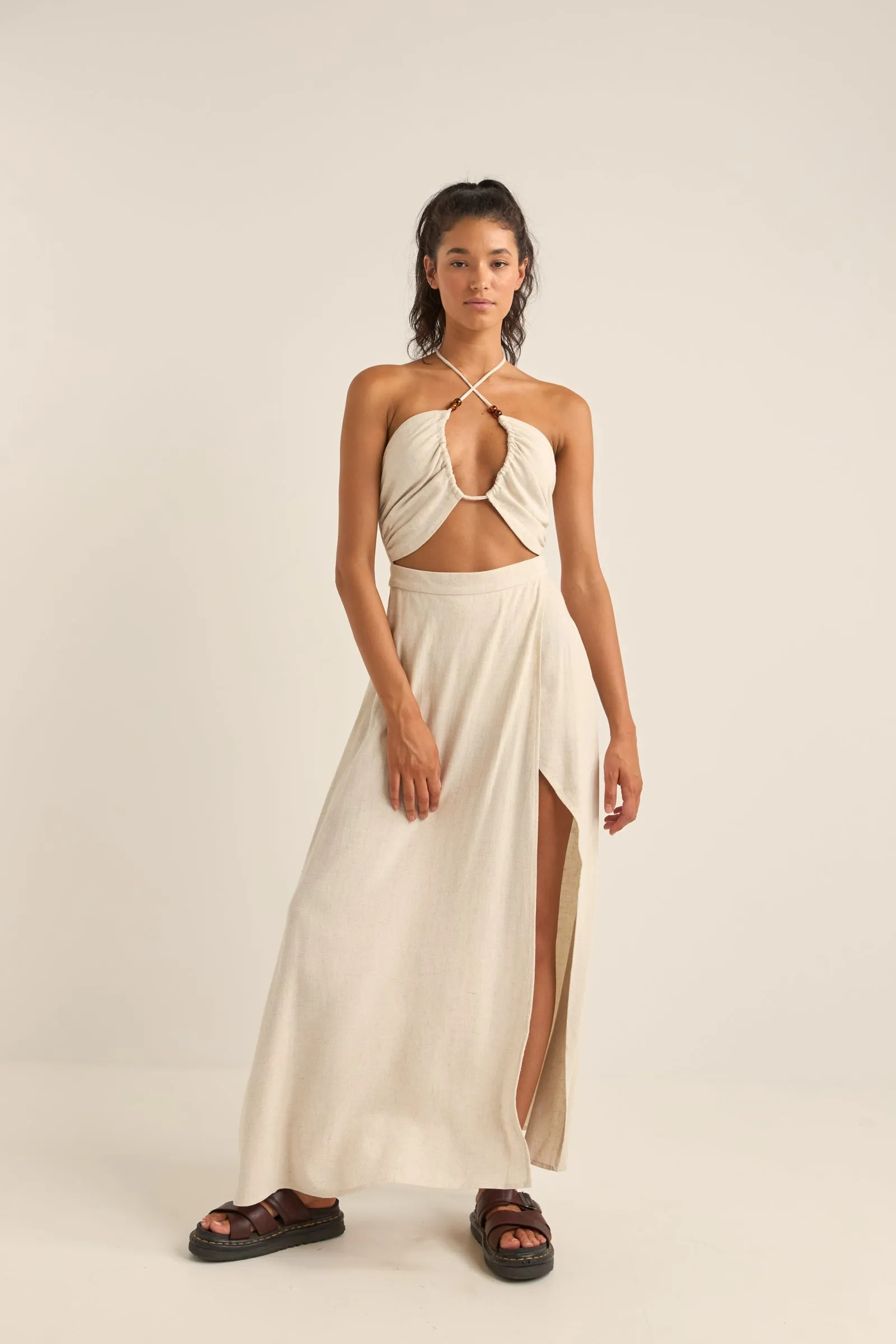 Santana Cut Out Maxi Dress Oat