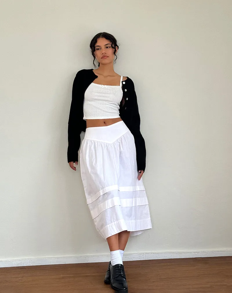 Sarayu Midi Skirt in Poplin White