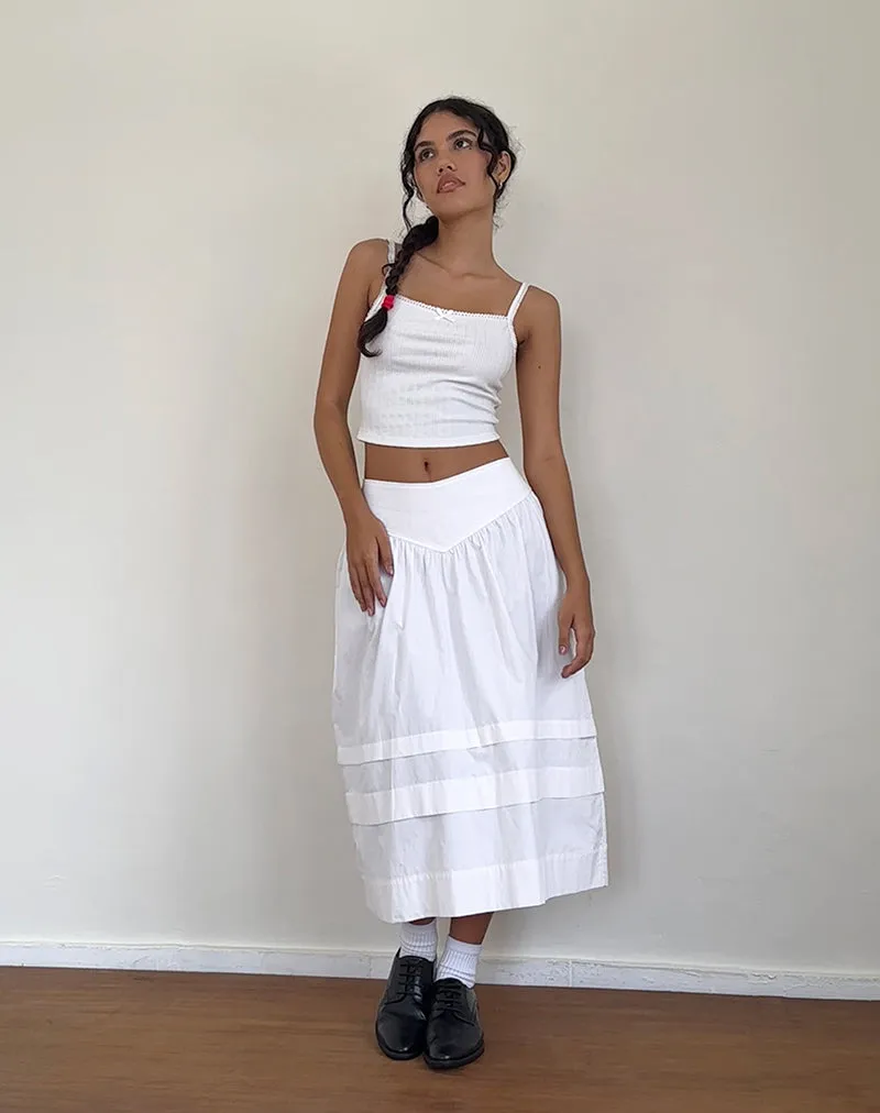 Sarayu Midi Skirt in Poplin White