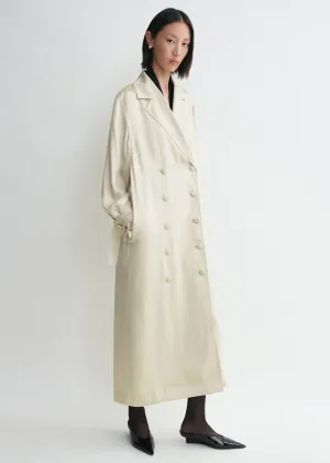 Satin trench dress pearl