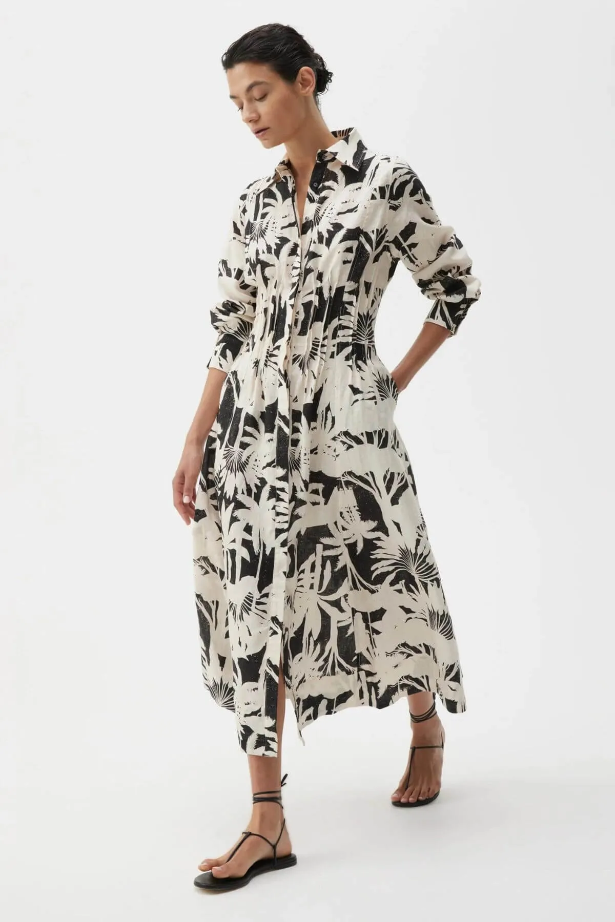 SAVASI LINEN DRESS PRINT