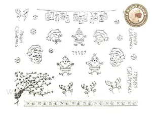 Silver Christmas Nail Sticker Nail Art - 1 pc (TY107S)