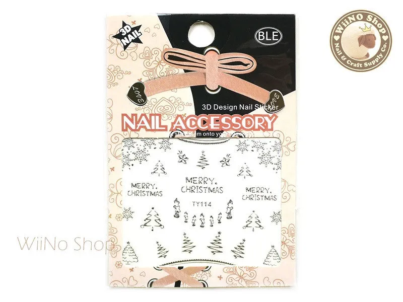 Silver Christmas Nail Sticker Nail Art - 1 pc (TY114S)