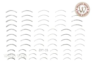 Silver Curve Line Adhesive Nail Art Sticker - 1 pc (ZXY-05)