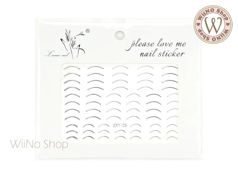 Silver Curve Line Adhesive Nail Art Sticker - 1 pc (ZXY-05)