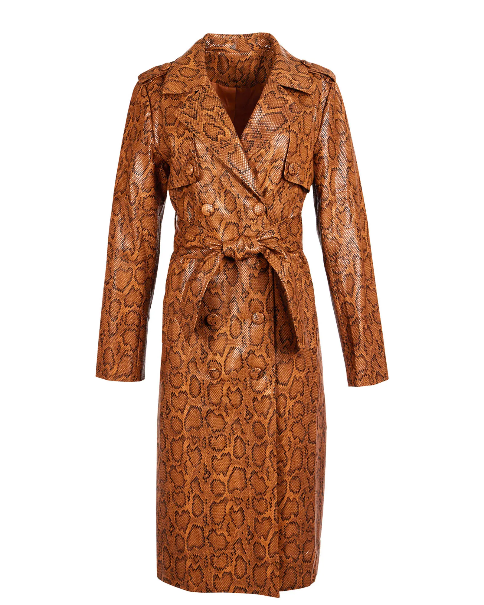 Snakeskin Trench Coat | Brown