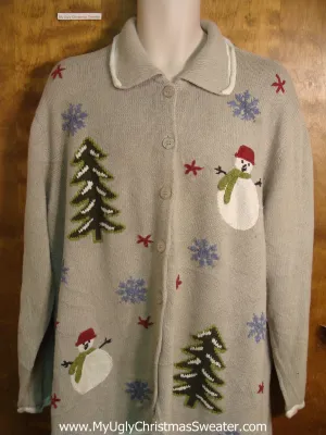 Snowmen and Snowy Trees Ugly Christmas Sweater