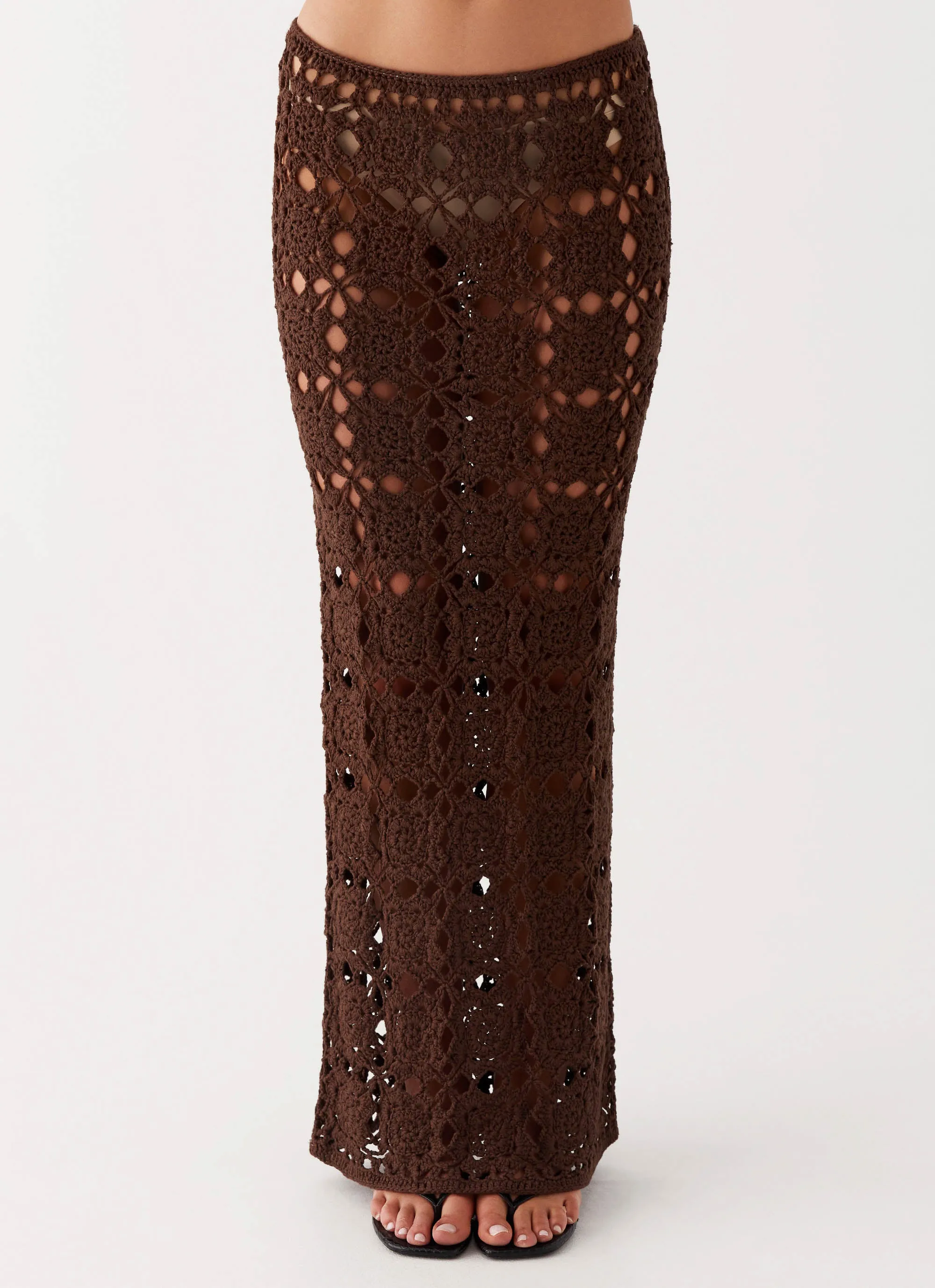 Sorrentino Crochet Maxi Skirt - Chocolate