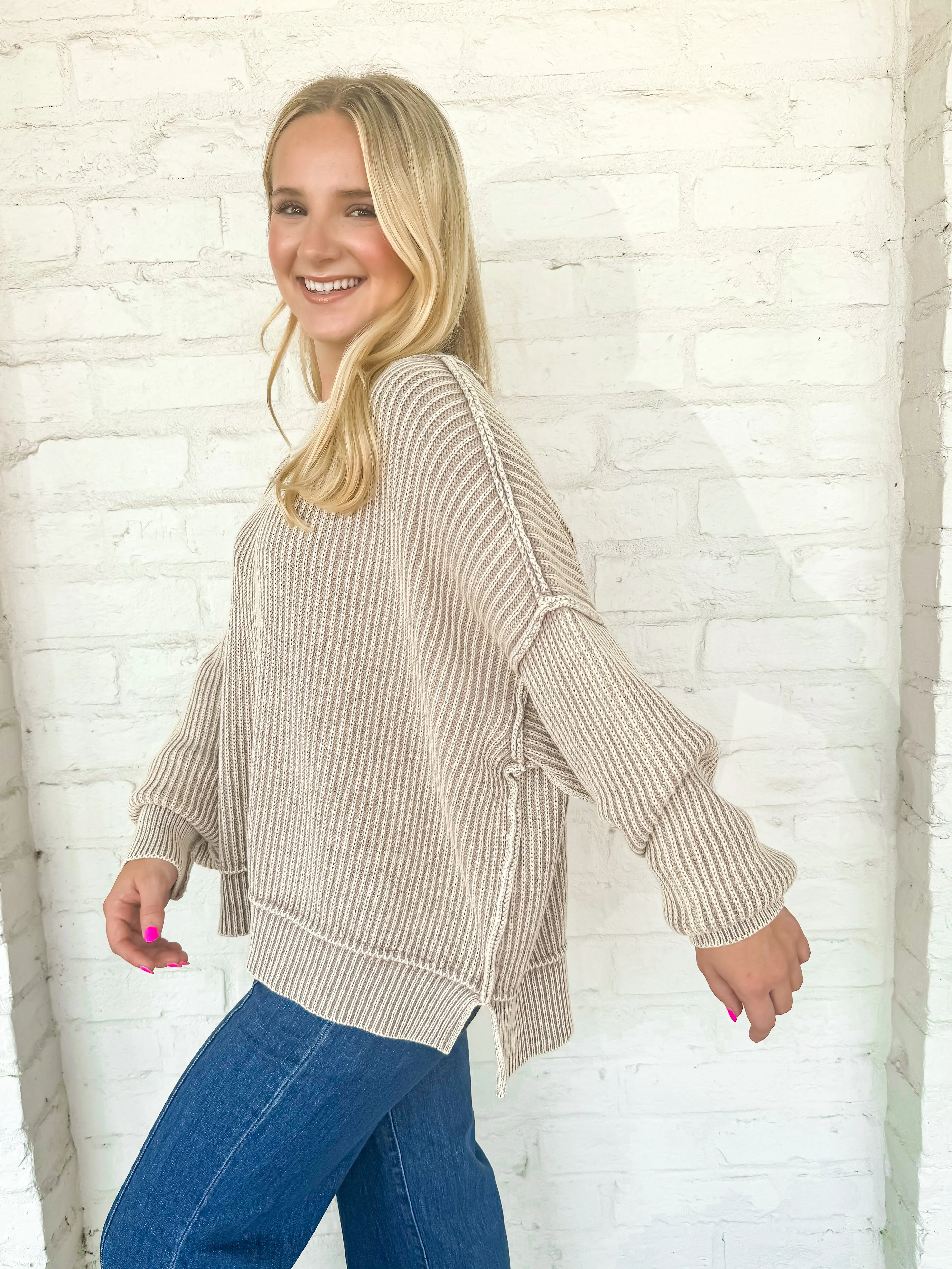 Strut My Way Sweater Light Mocha