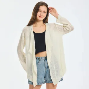 Summer Cozy Mesh Open Front Long Sleeve Casual Comfortable Thin Fashionable Cardigan Sweater