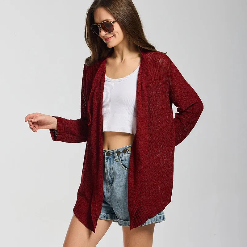 Summer Cozy Mesh Open Front Long Sleeve Casual Comfortable Thin Fashionable Cardigan Sweater