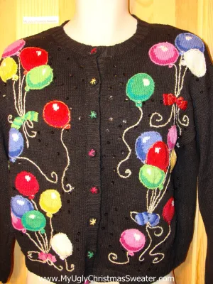 Tacky Ugly Christmas Sweater 'Happy New Year' Balloons (f225)