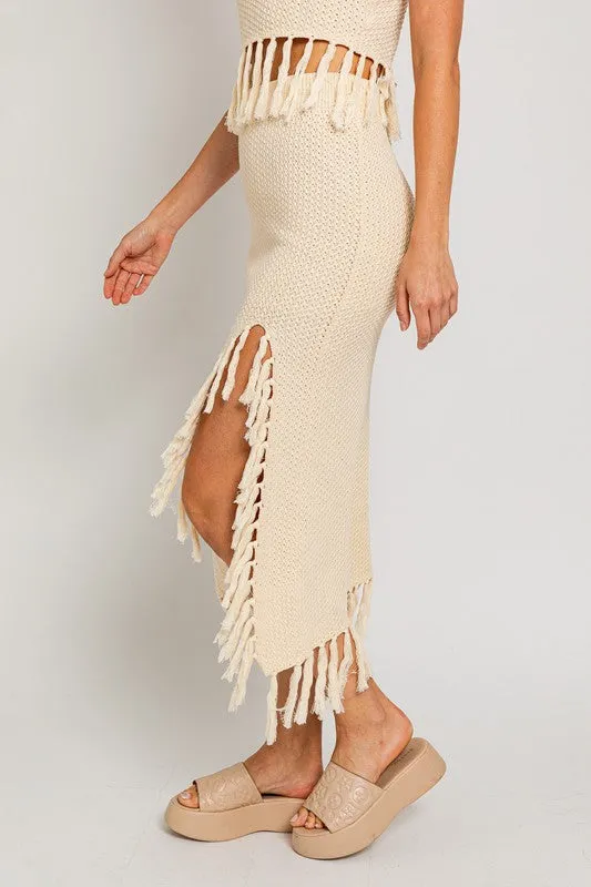 TEEK - Tassel Slit Sweater Skirt