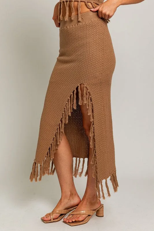 TEEK - Tassel Slit Sweater Skirt