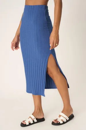 Tetsu Textured Rib Skirt - Electric Indigo