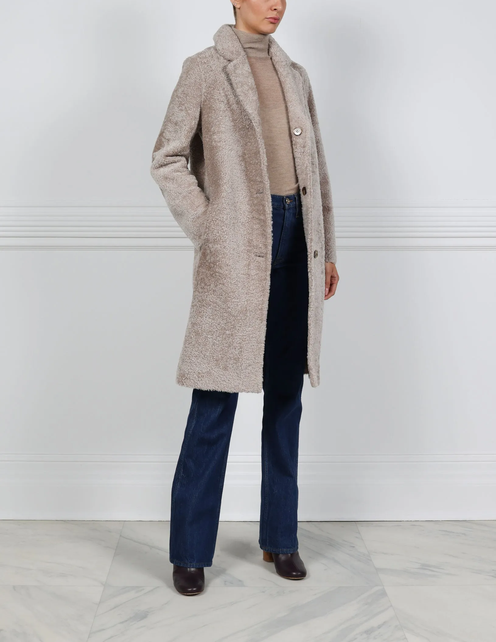 The Landen Button Down Shearling Coat