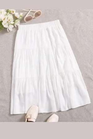 Tiered Elasticated Skirt White