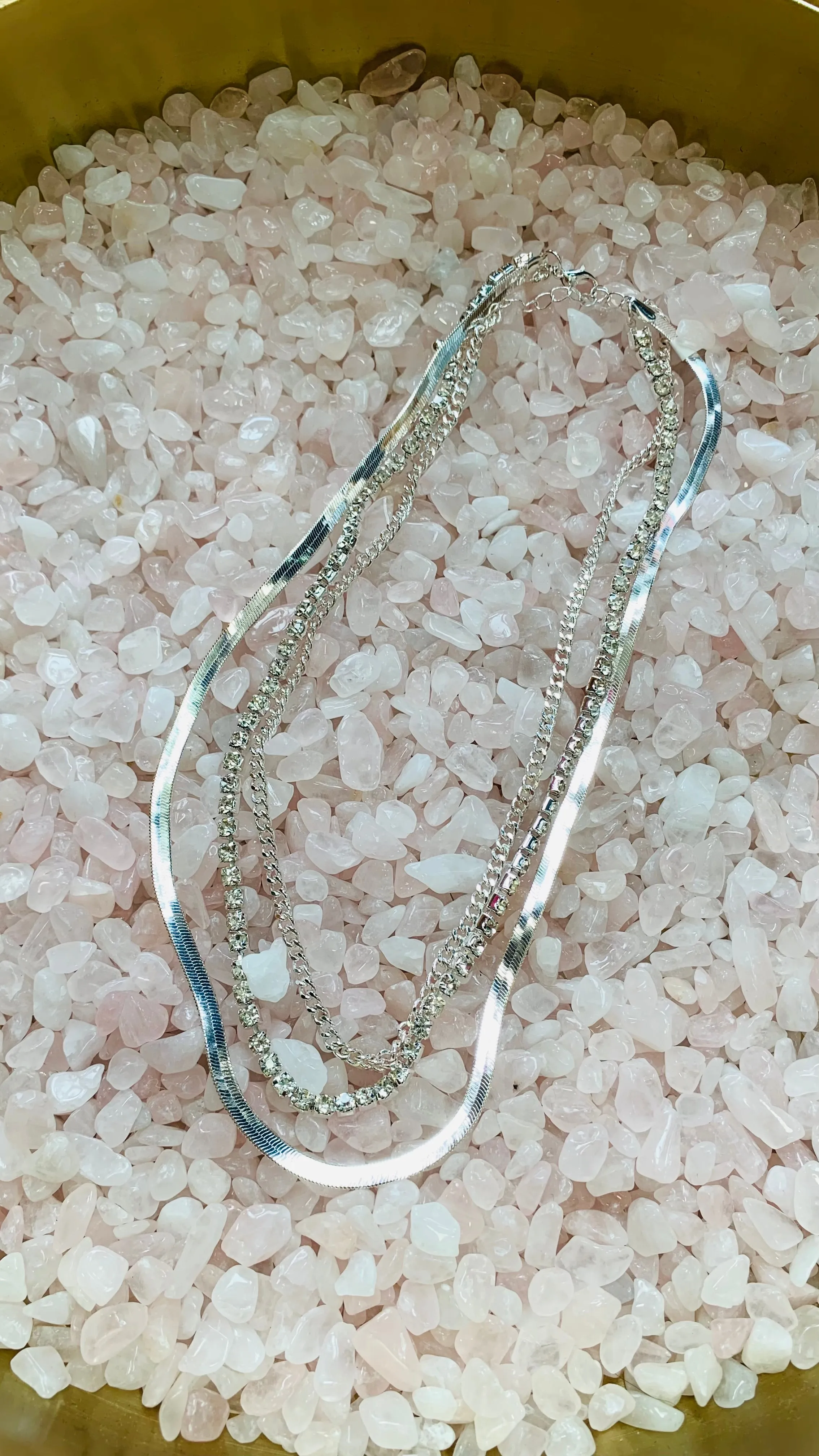 Tina Silver Crystal Layered Necklace