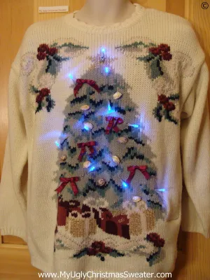 Vintage 80s Funny Light Up Christmas Sweater