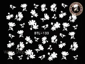 White Floral Nail Art Sticker - 1 pc (DTL-133W)