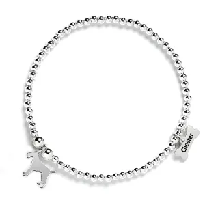 Wire Fox Terrier Silhouette Silver Ball Bead Bracelet - Personalised