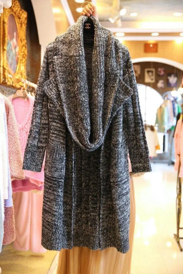 Women Thick Loose Scarf& Long Knitted Cardigans