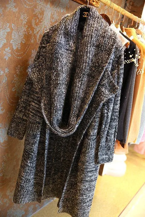 Women Thick Loose Scarf& Long Knitted Cardigans