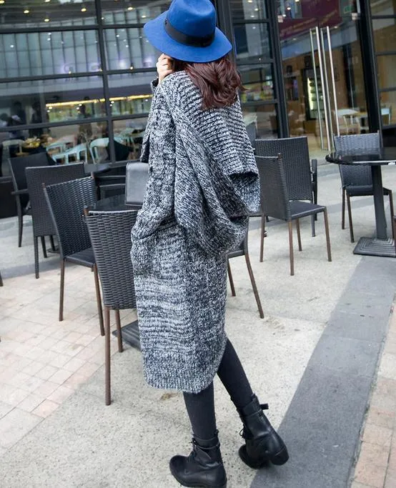 Women Thick Loose Scarf& Long Knitted Cardigans