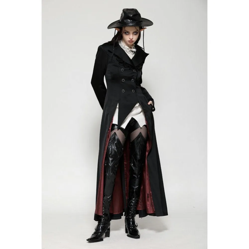 Women's Gothic Vampire Button Jacket Black Red